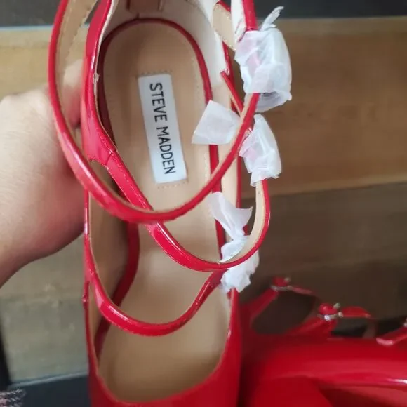 Steve Madden Mary Jane Chunky High Heels 3 Buckle Pumps Fashion Shoes Women 9.5M - Picture 10 of 11